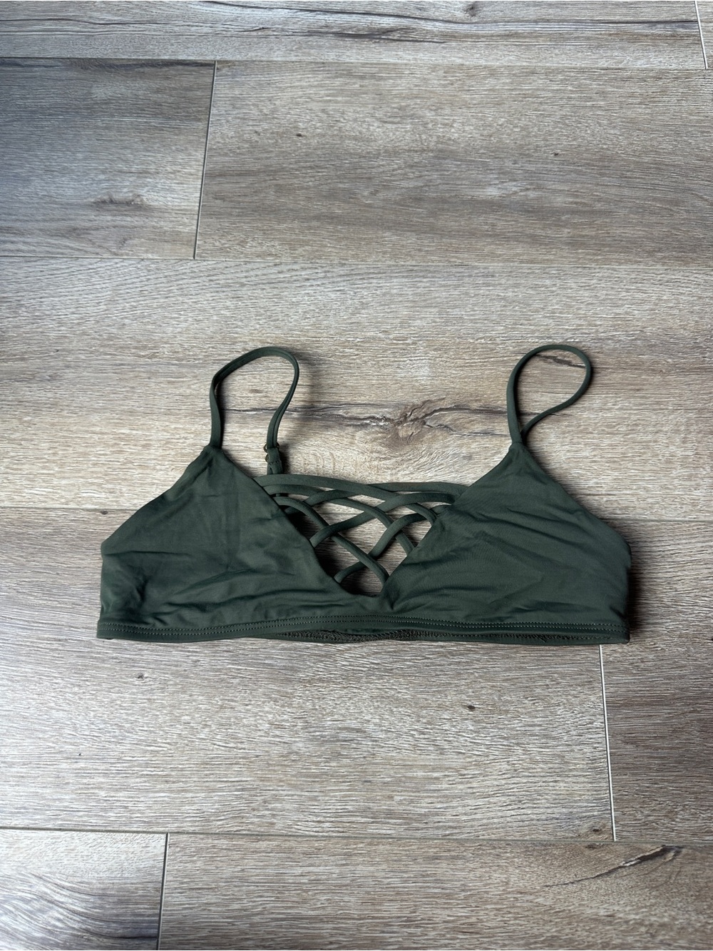 Billabong Olive Green Crisscross Bikini Top